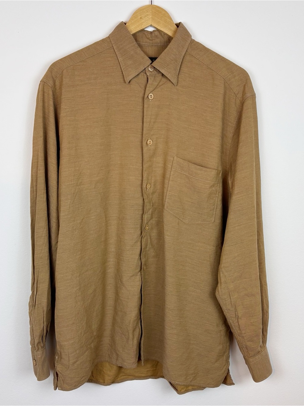 Vintage Ermenegildo Zegna Caramel Brown Button Down Long sleeve Shirt Size L
